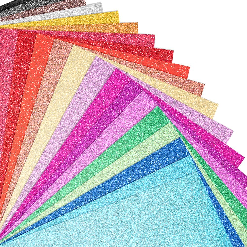 40 Sheets 20 Colors Glitter Cardstock, BetyBedy Cricut Paper Cardstock, No-Shed Sparkly Glitter, A5 Glitter Pa