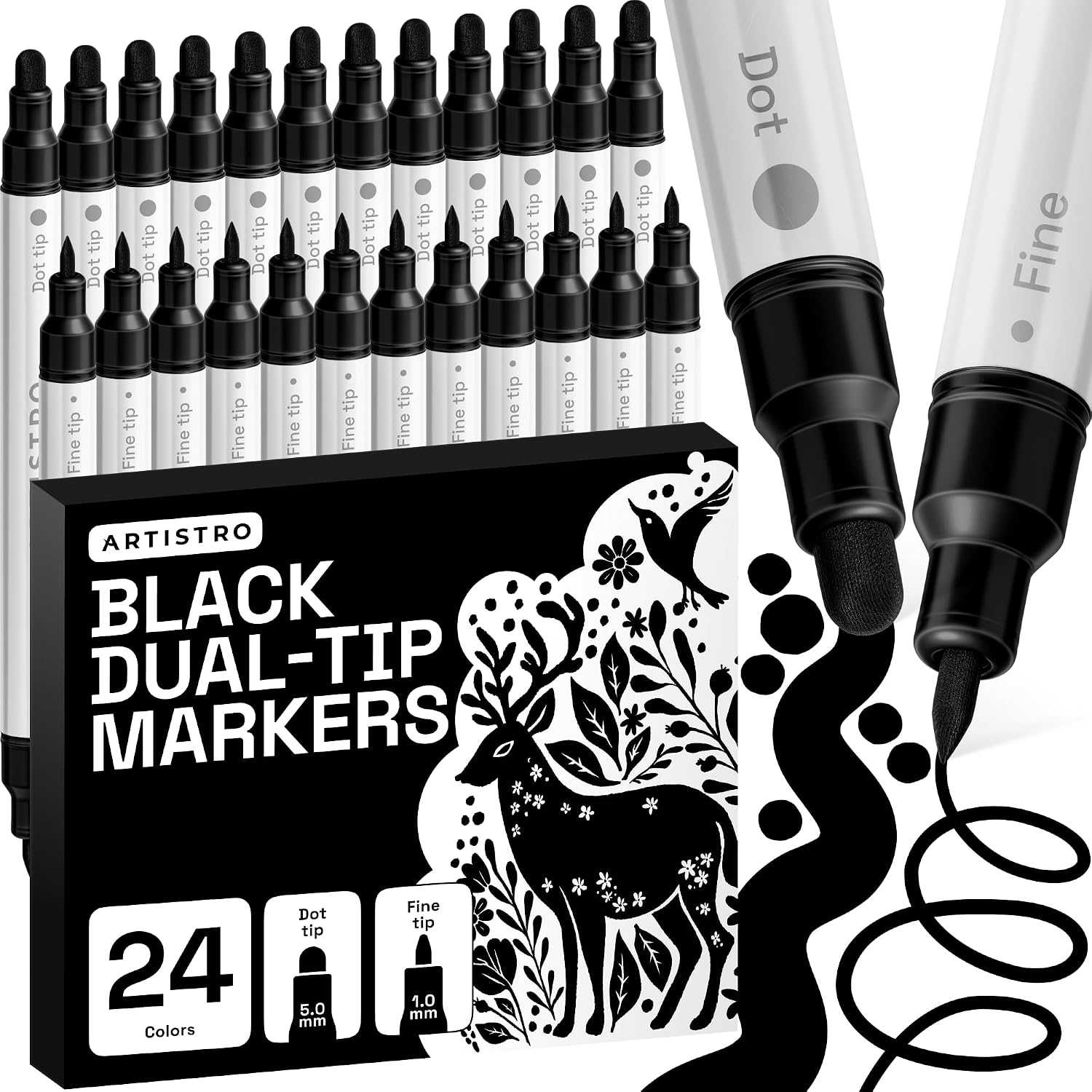 ARTISTRO Dual-Tip Acrylic Paint Marker Pens – Set of 36 | For Fabric, Rock, Glass, Wood, & Coloring Books, Art - view 43
