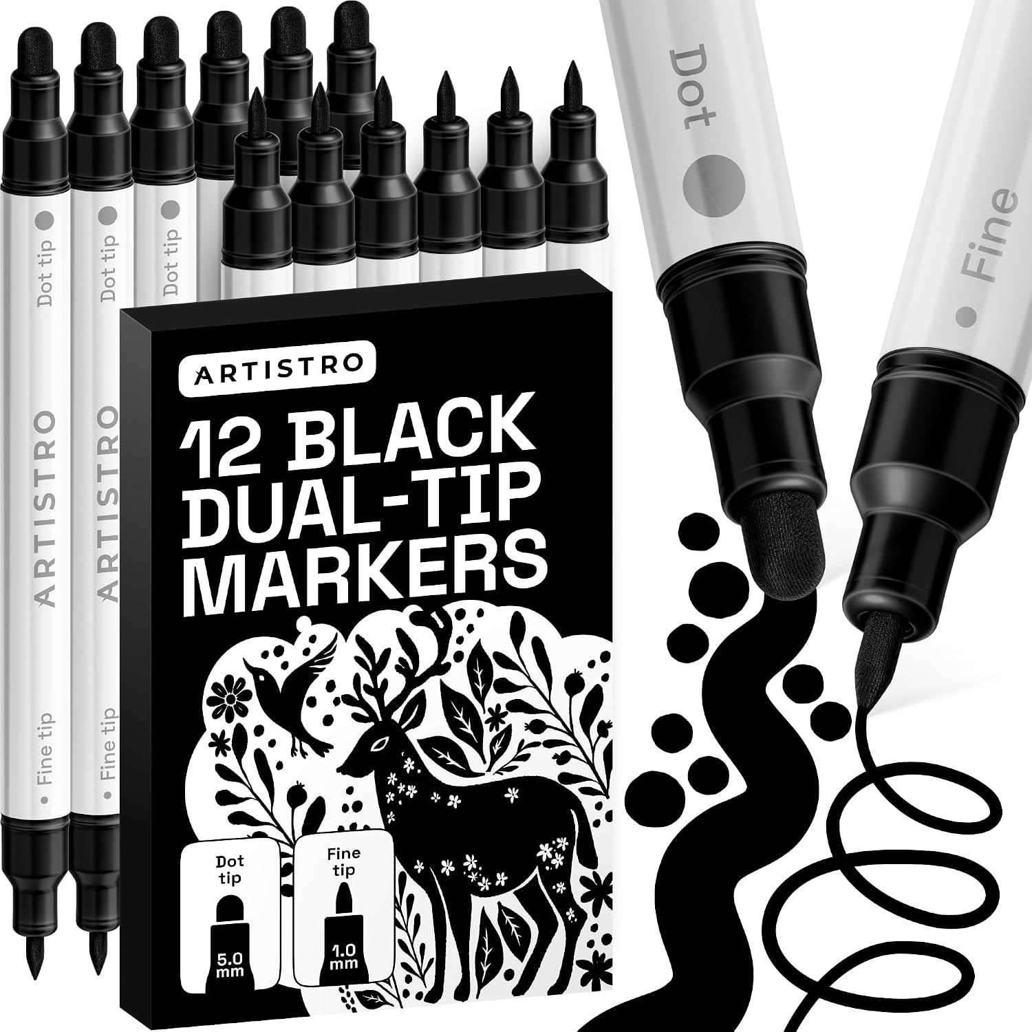 ARTISTRO Dual-Tip Acrylic Paint Marker Pens – Set of 36 | For Fabric, Rock, Glass, Wood, & Coloring Books, Art - view 42
