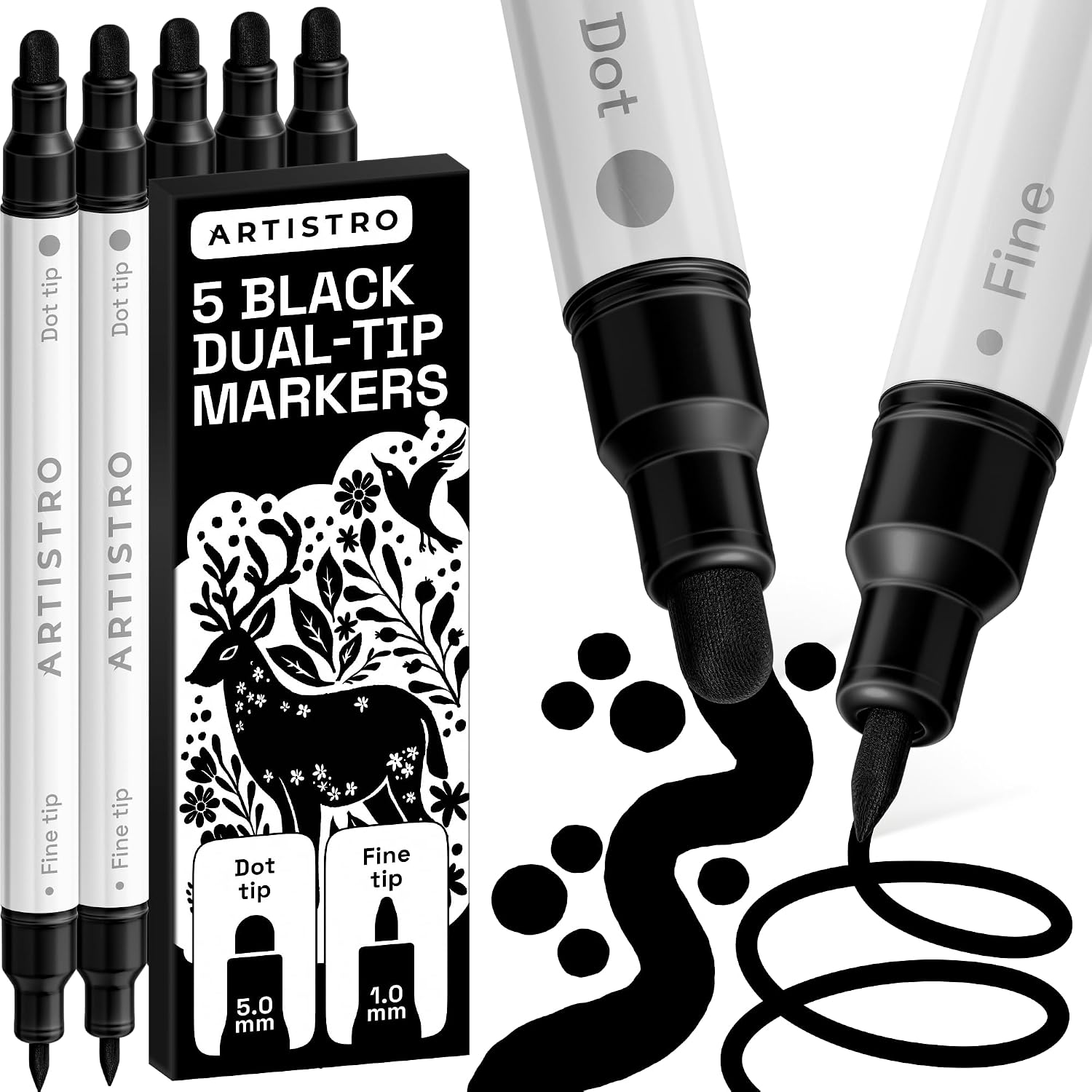 ARTISTRO Dual-Tip Acrylic Paint Marker Pens – Set of 36 | For Fabric, Rock, Glass, Wood, & Coloring Books, Art - view 41