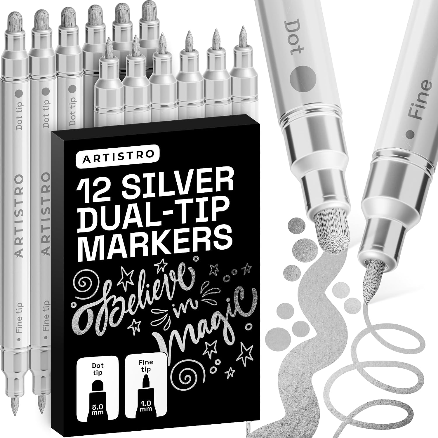 ARTISTRO Dual-Tip Acrylic Paint Marker Pens – Set of 36 | For Fabric, Rock, Glass, Wood, & Coloring Books, Art - view 46