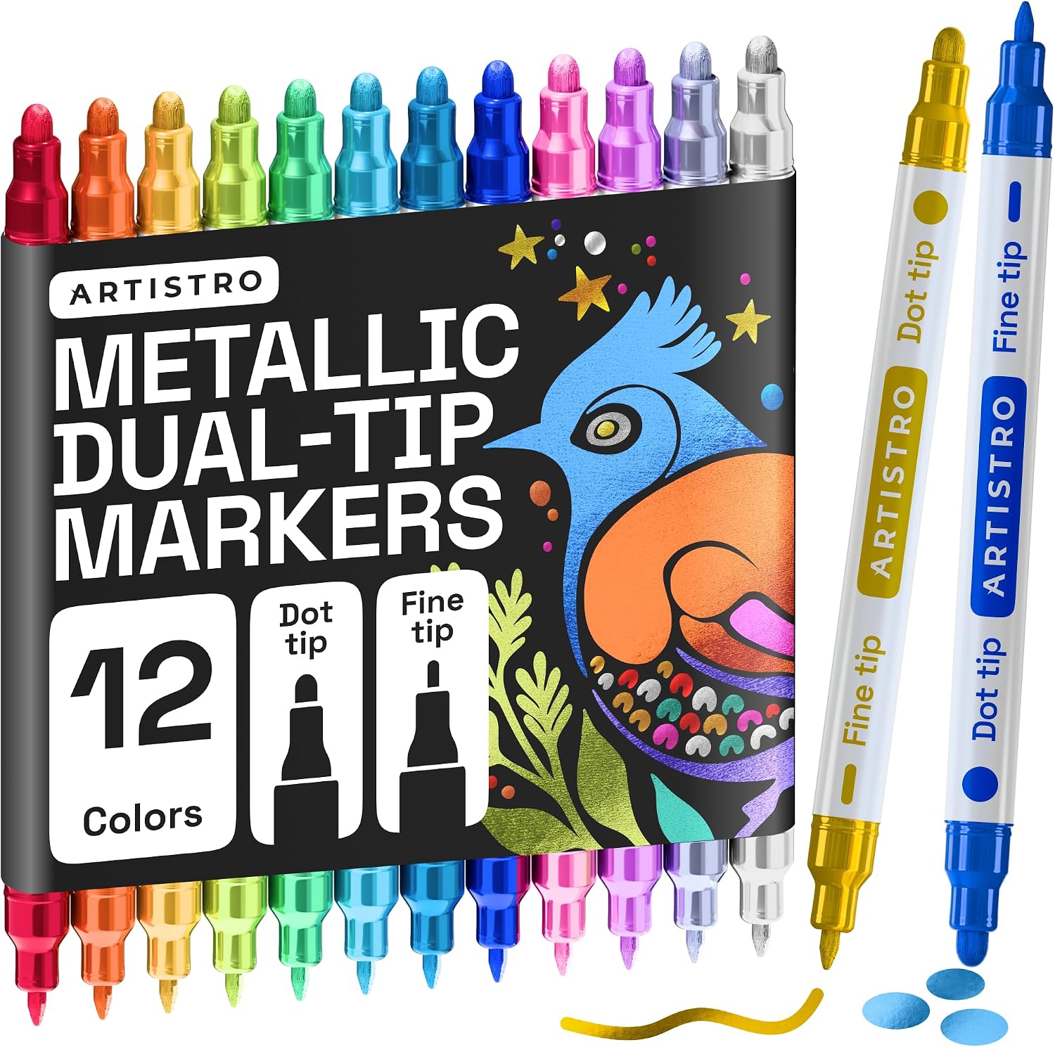 ARTISTRO Dual-Tip Acrylic Paint Marker Pens – Set of 36 | For Fabric, Rock, Glass, Wood, & Coloring Books, Art - view 39