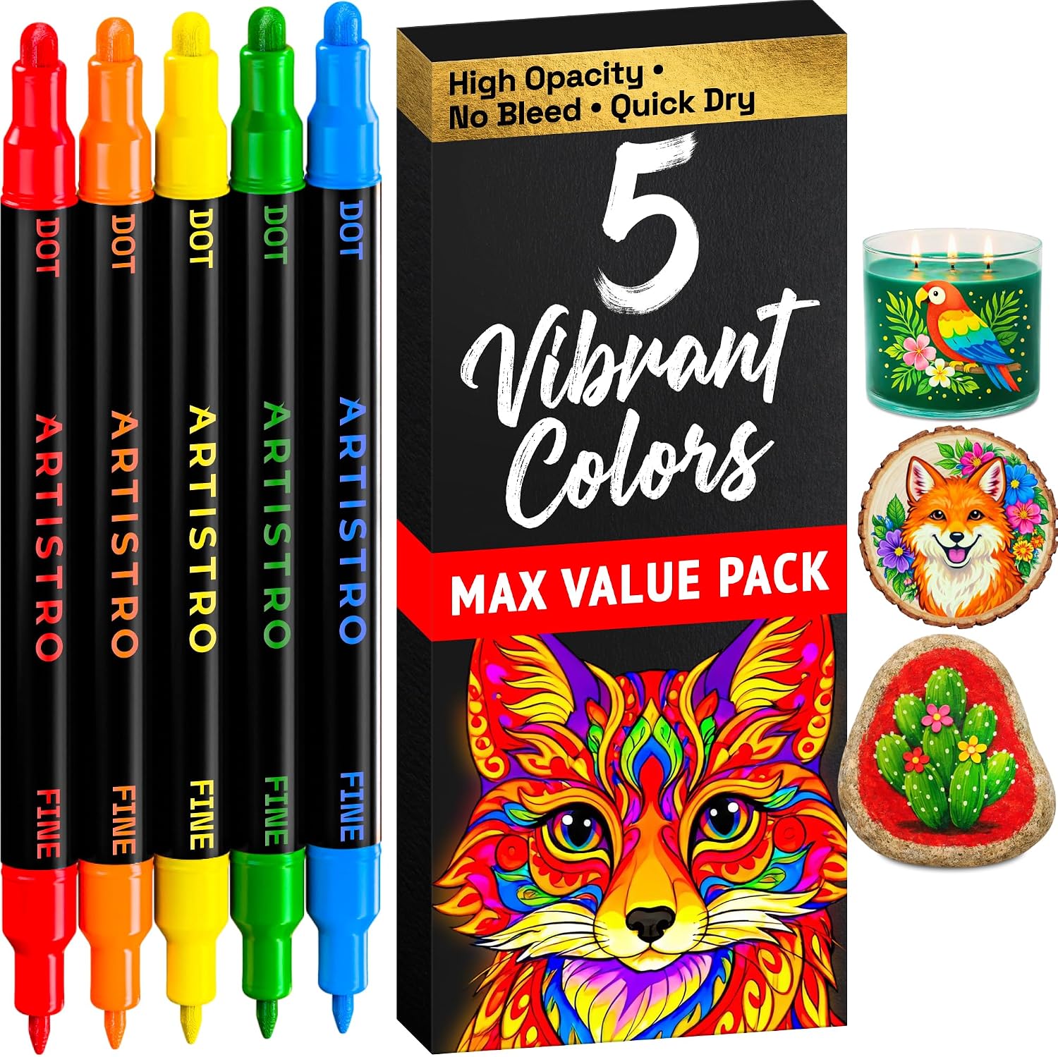 ARTISTRO Dual-Tip Acrylic Paint Marker Pens – Set of 36 | For Fabric, Rock, Glass, Wood, & Coloring Books, Art - view 24