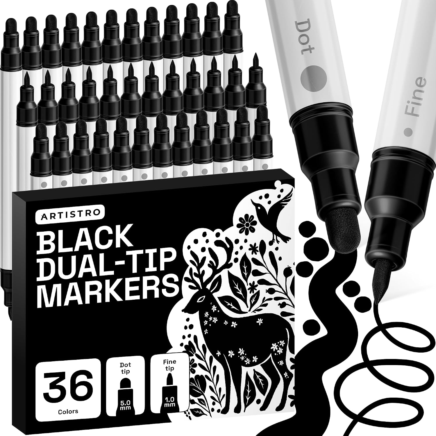 ARTISTRO Dual-Tip Acrylic Paint Marker Pens – Set of 36 | For Fabric, Rock, Glass, Wood, & Coloring Books, Art - view 17