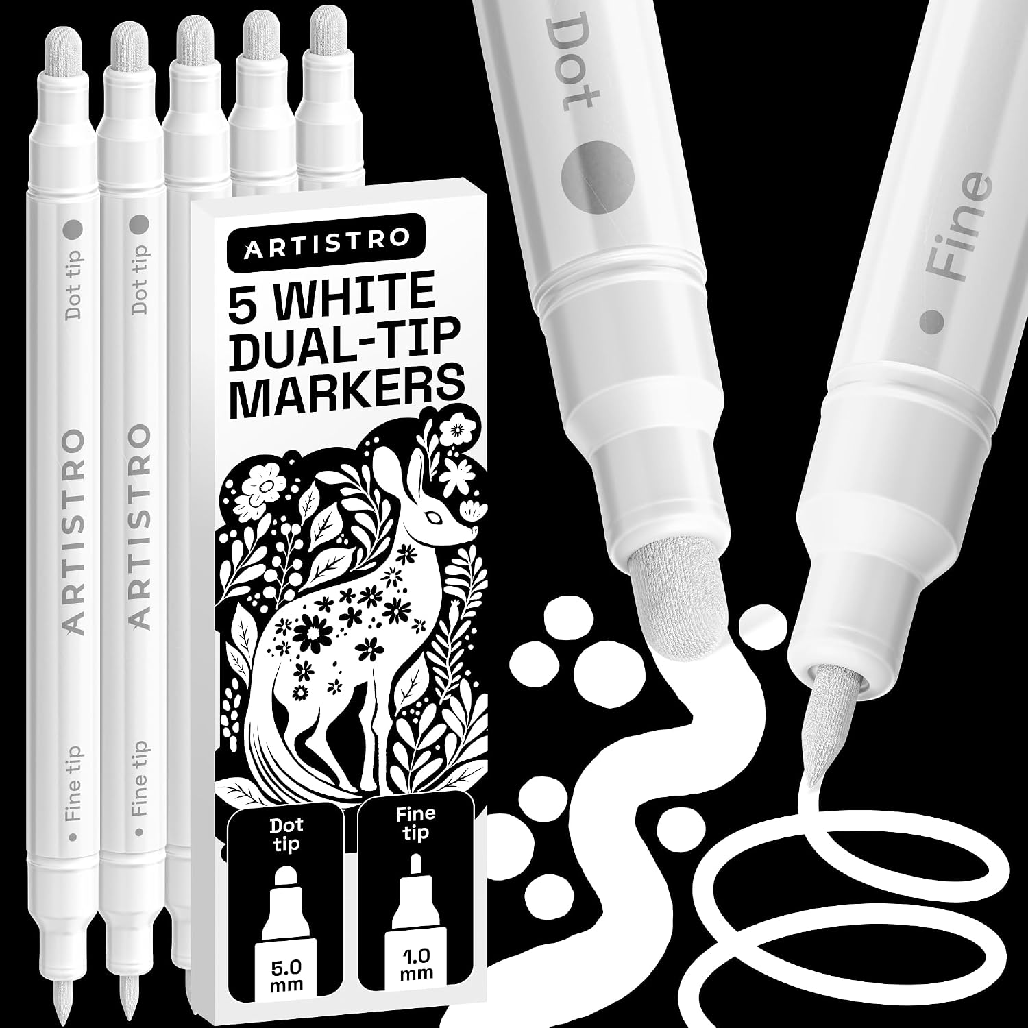 ARTISTRO Dual-Tip Acrylic Paint Marker Pens – Set of 36 | For Fabric, Rock, Glass, Wood, & Coloring Books, Art - view 11