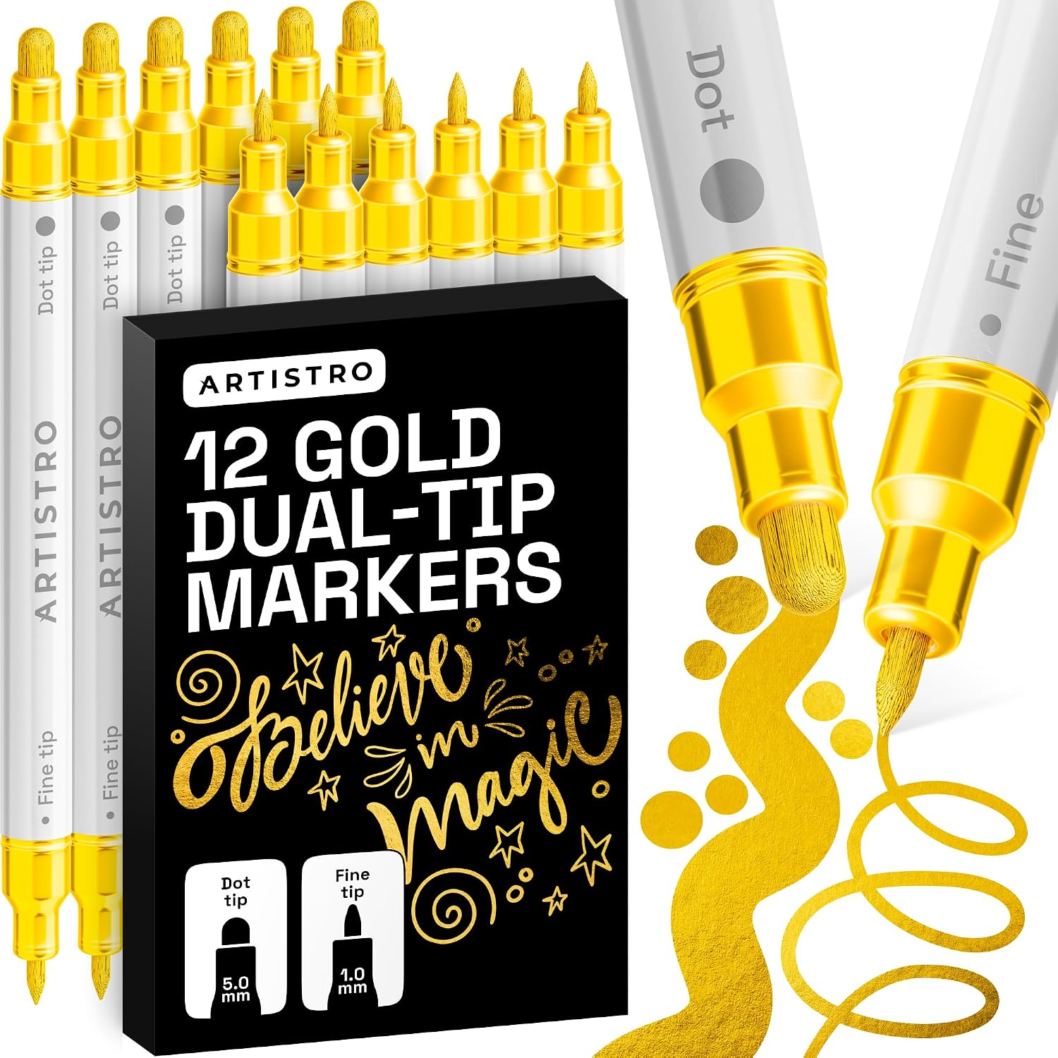 ARTISTRO Dual-Tip Acrylic Paint Marker Pens – Set of 36 | For Fabric, Rock, Glass, Wood, & Coloring Books, Art - view 20