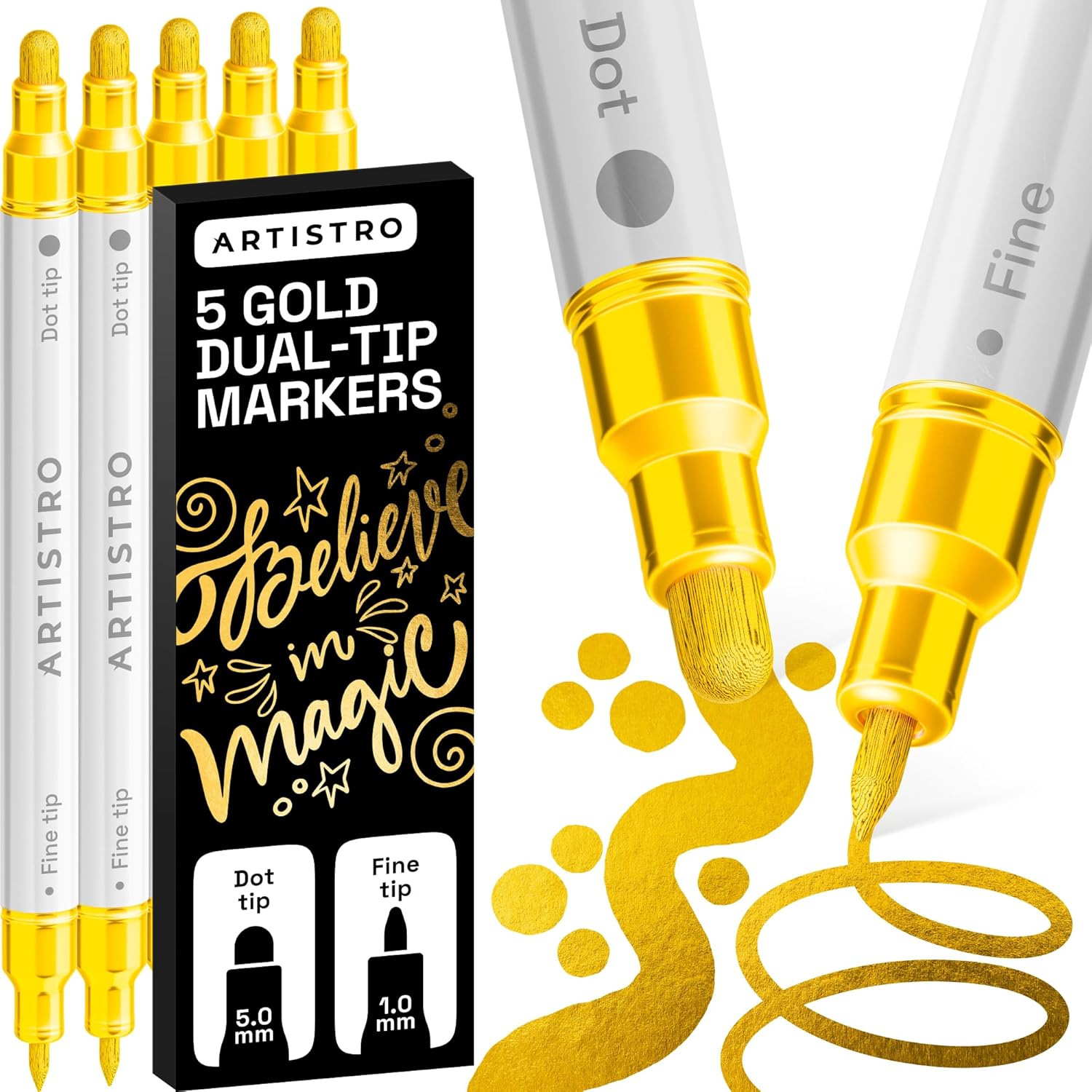 ARTISTRO Dual-Tip Acrylic Paint Marker Pens – Set of 36 | For Fabric, Rock, Glass, Wood, & Coloring Books, Art - view 14