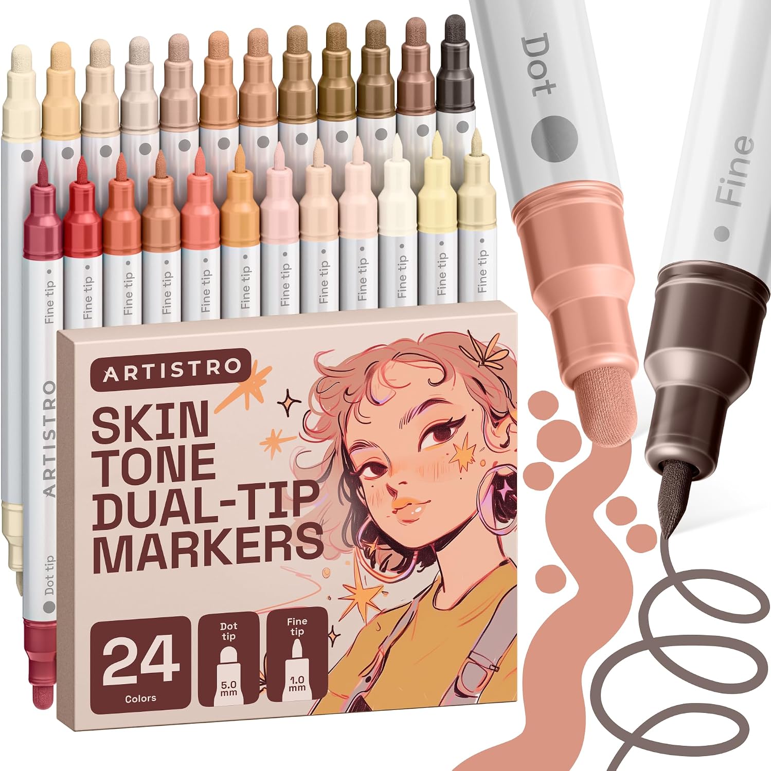 ARTISTRO Dual-Tip Acrylic Paint Marker Pens – Set of 36 | For Fabric, Rock, Glass, Wood, & Coloring Books, Art - view 12
