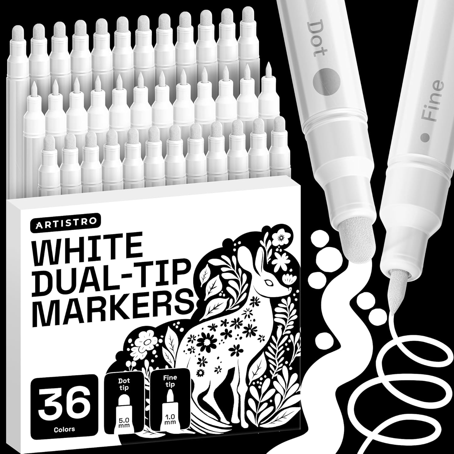 ARTISTRO Dual-Tip Acrylic Paint Marker Pens – Set of 36 | For Fabric, Rock, Glass, Wood, & Coloring Books, Art - view 31