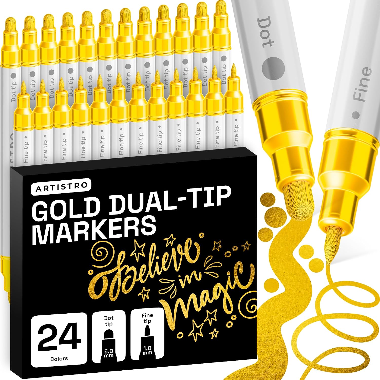 ARTISTRO Dual-Tip Acrylic Paint Marker Pens – Set of 36 | For Fabric, Rock, Glass, Wood, & Coloring Books, Art - view 32