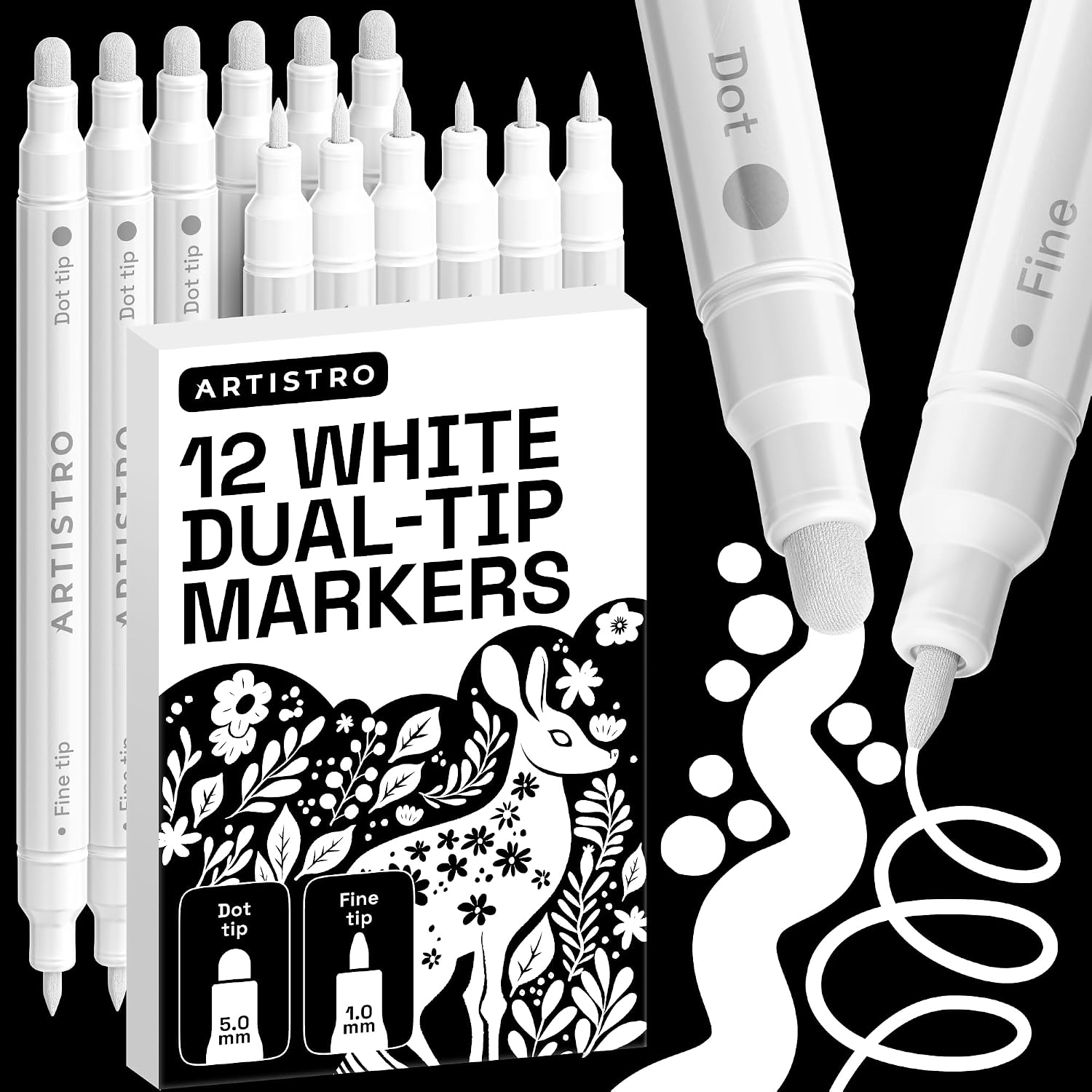 ARTISTRO Dual-Tip Acrylic Paint Marker Pens – Set of 36 | For Fabric, Rock, Glass, Wood, & Coloring Books, Art - view 19