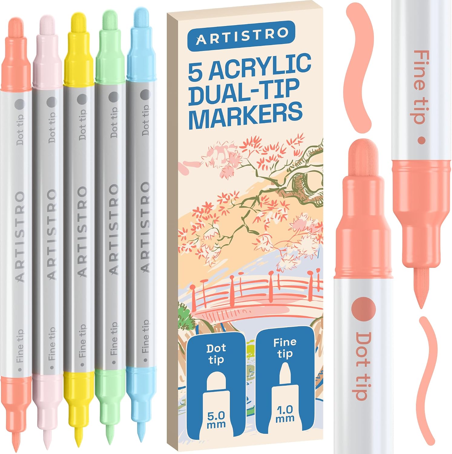 ARTISTRO Dual-Tip Acrylic Paint Marker Pens – Set of 36 | For Fabric, Rock, Glass, Wood, & Coloring Books, Art - view 21