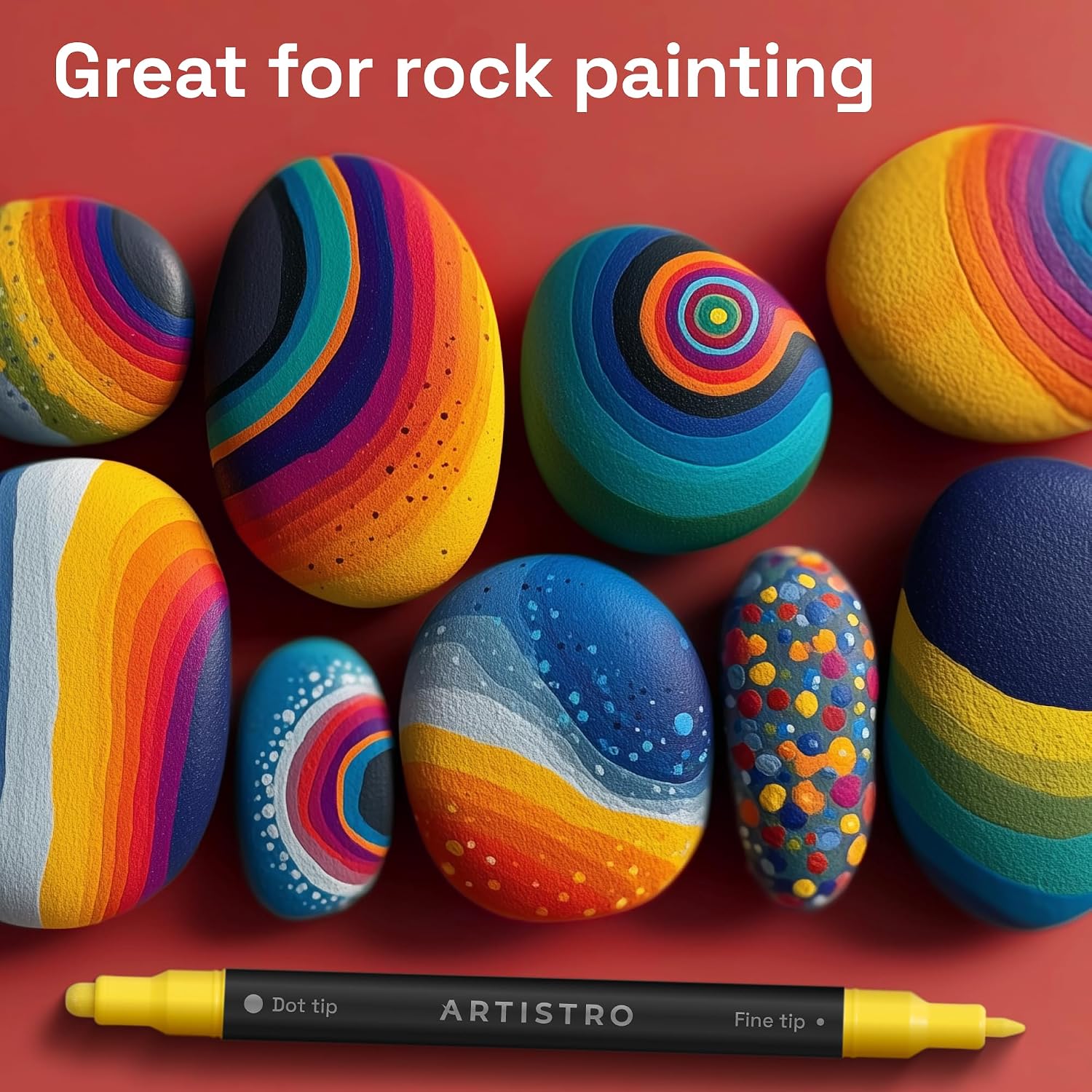ARTISTRO Dual-Tip Acrylic Paint Marker Pens – Set of 36 | For Fabric, Rock, Glass, Wood, & Coloring Books, Art - view 8