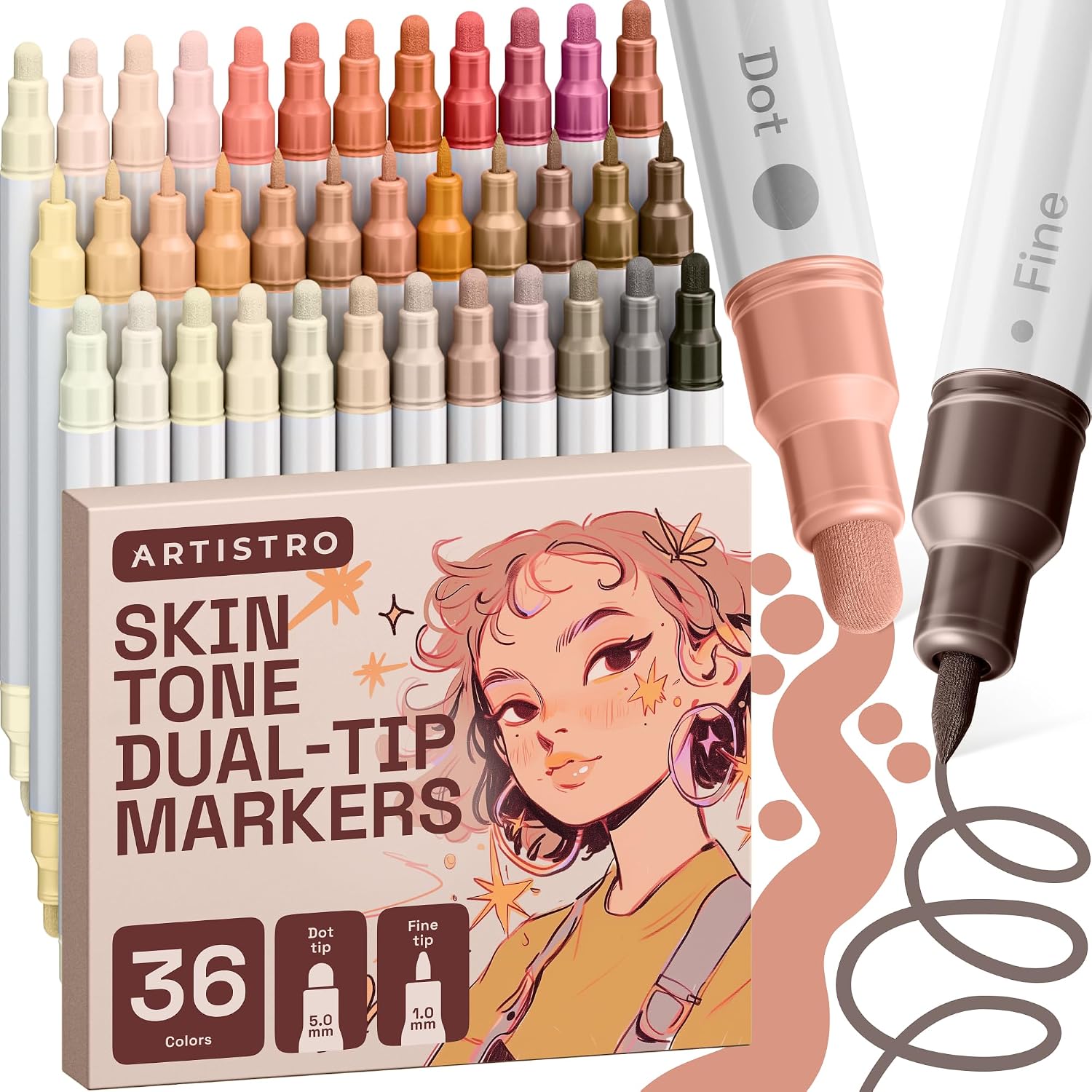 ARTISTRO Dual-Tip Acrylic Paint Marker Pens – Set of 36 | For Fabric, Rock, Glass, Wood, & Coloring Books, Art - view 33