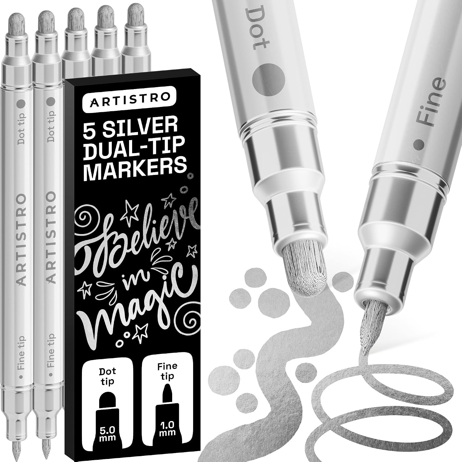 ARTISTRO Dual-Tip Acrylic Paint Marker Pens – Set of 36 | For Fabric, Rock, Glass, Wood, & Coloring Books, Art - view 30