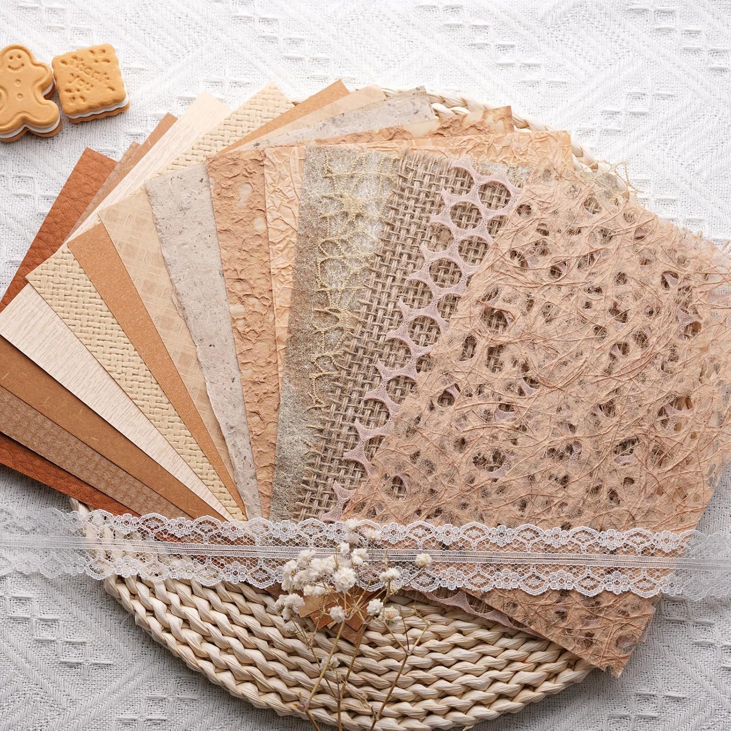 LewuwoPoing 15Pcs Handmade Scrapbook Art Paper Craft Textured Paper Colorful A5 sheet Mesh Special Mix for Scr