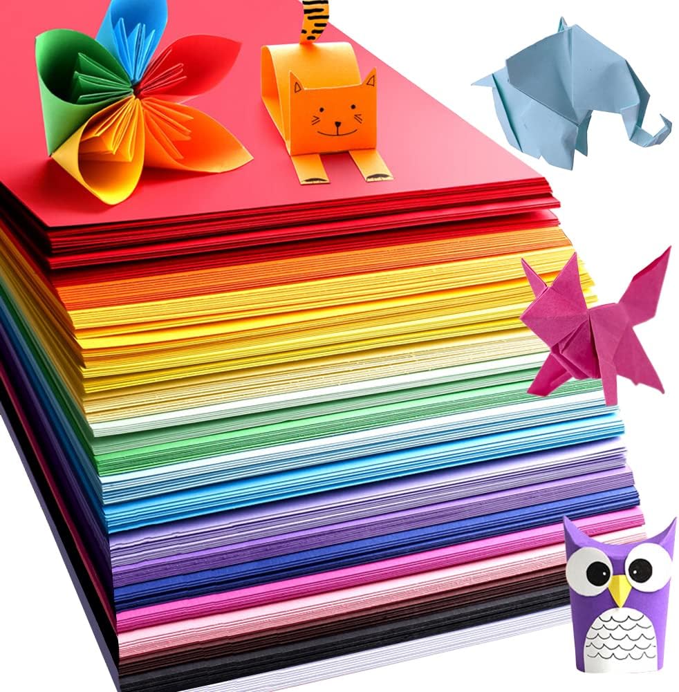 MIDUOLE Origami Paper, Pack of 200 Sheets – 20 Vivid Colors – Double Sided – 6 Inch Square, Easy Fold Paper fo